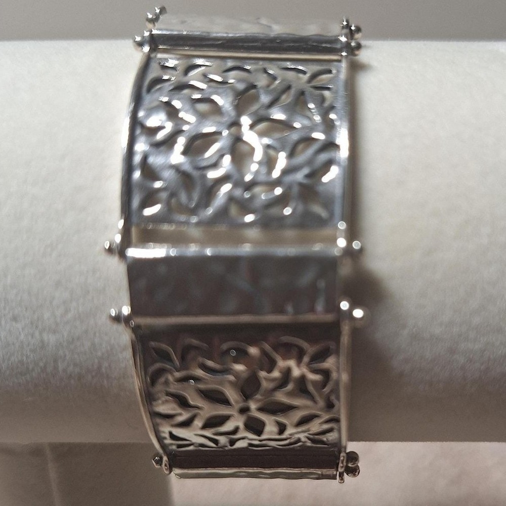 Sterling silver cuff bangle panel bracelet from Israel 7 inches 37.5 grams